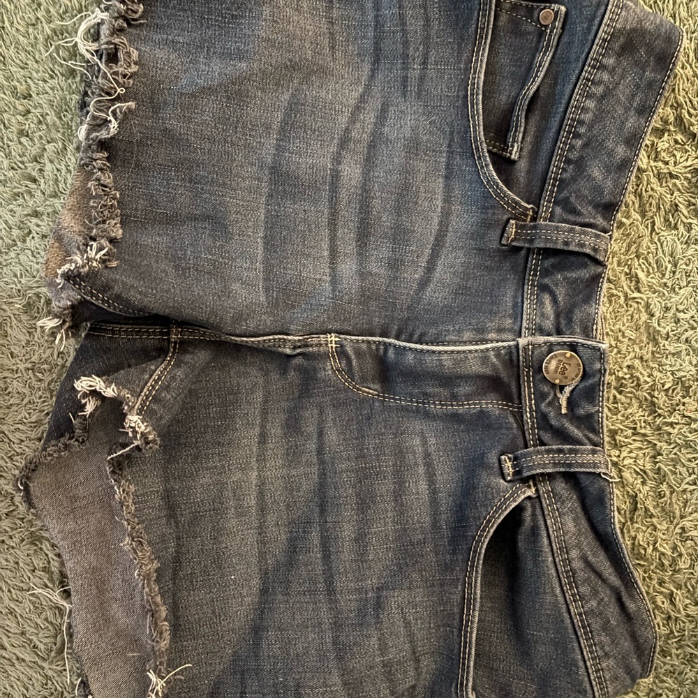 Lee Blue Distressed Jeans with Frayed Hem